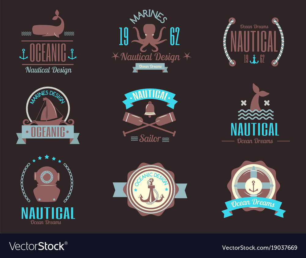 sea marine nautical logo icons sailing royalty free vector