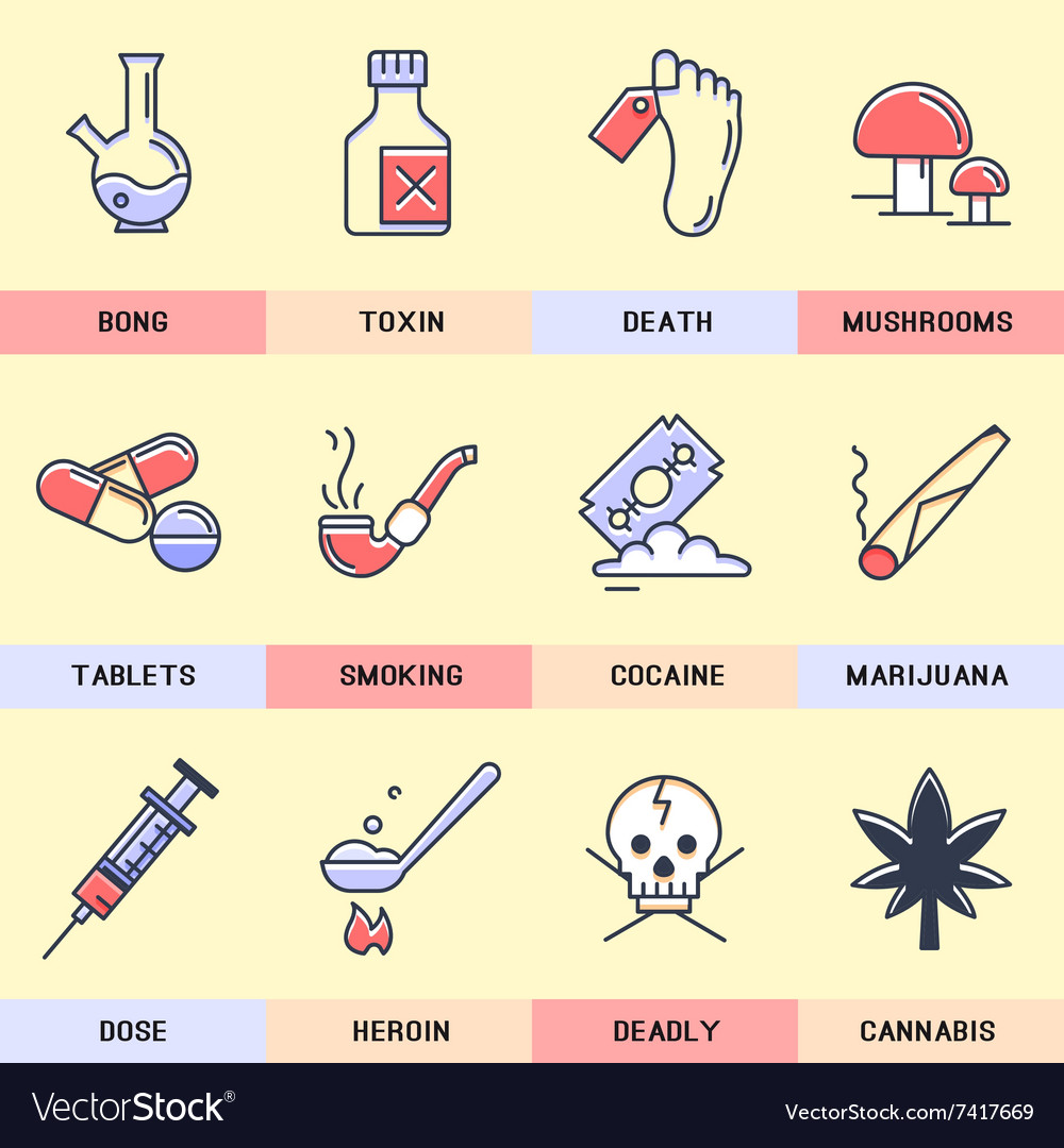 Set of linear icons in a modern flat