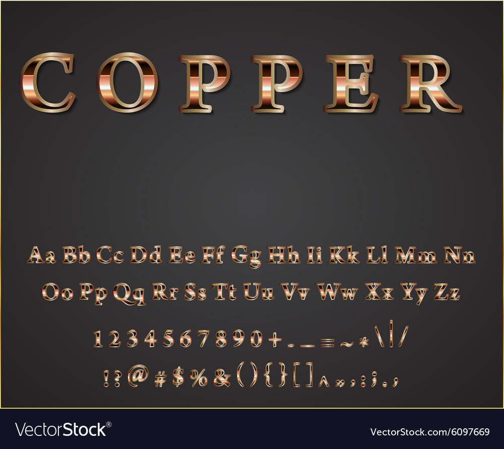 Shiny copper letters