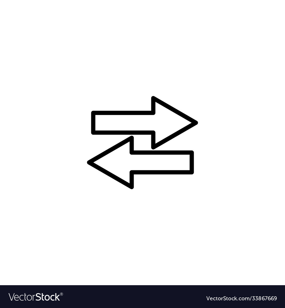 Two-way arrows line icon design template vector image Two-way arrows line icon design template
