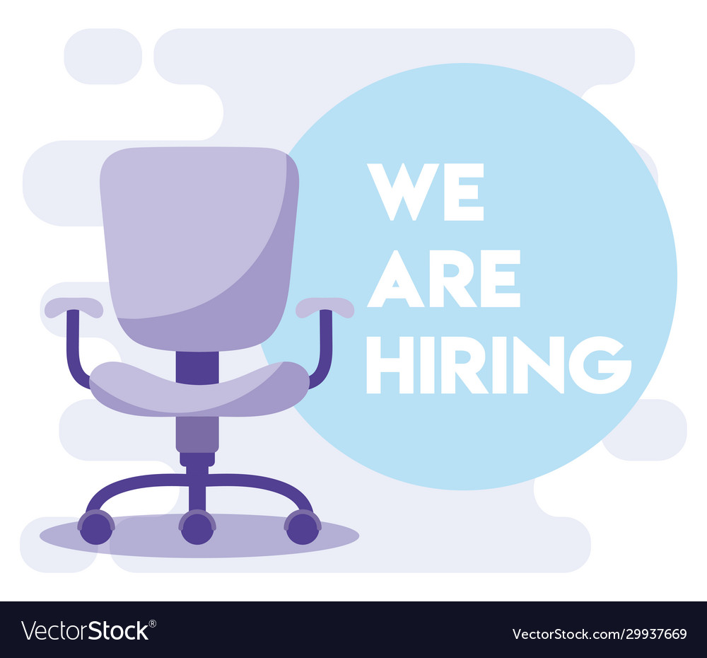 We are hiring message with office chair Royalty Free Vector