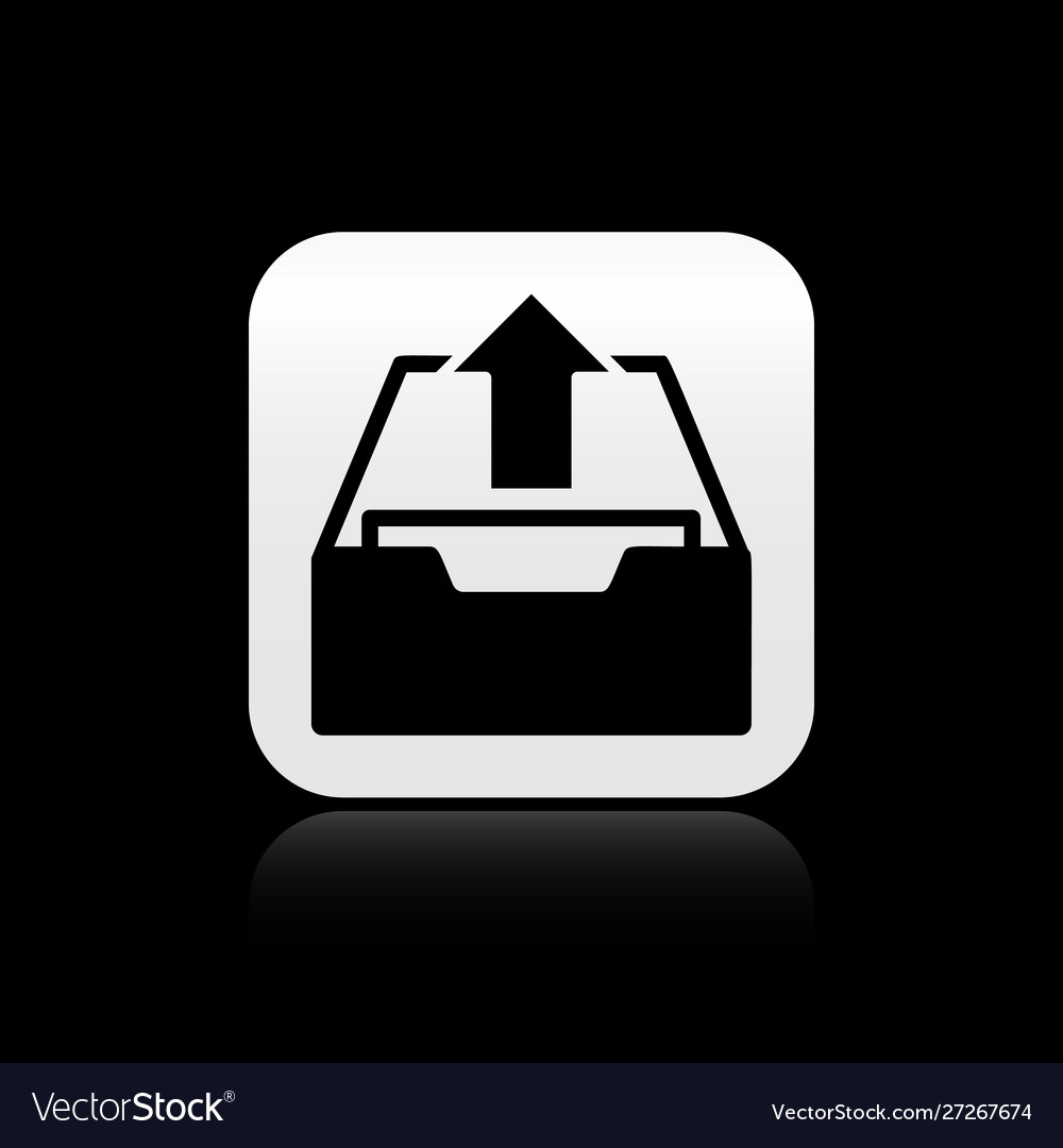 Black upload inbox icon isolated on vector image Black upload inbox icon isolated on