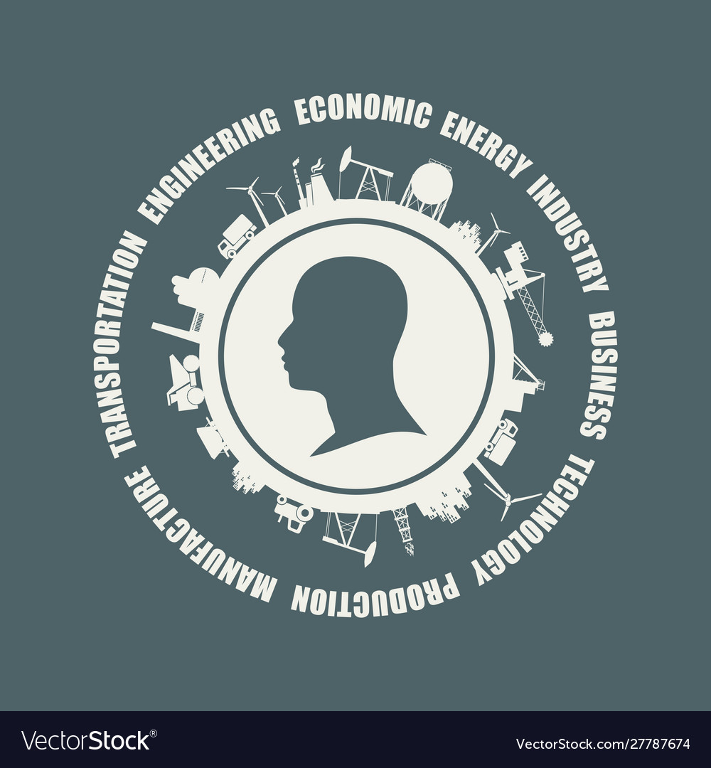 Circle with industry relative silhouettes Vector Image