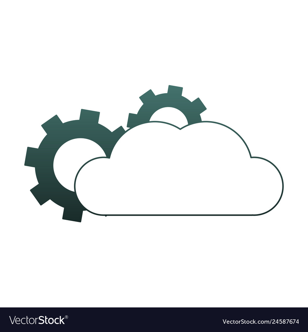 Cloud computing and gears blue lines Vector Image Cloud computing and gears blue lines