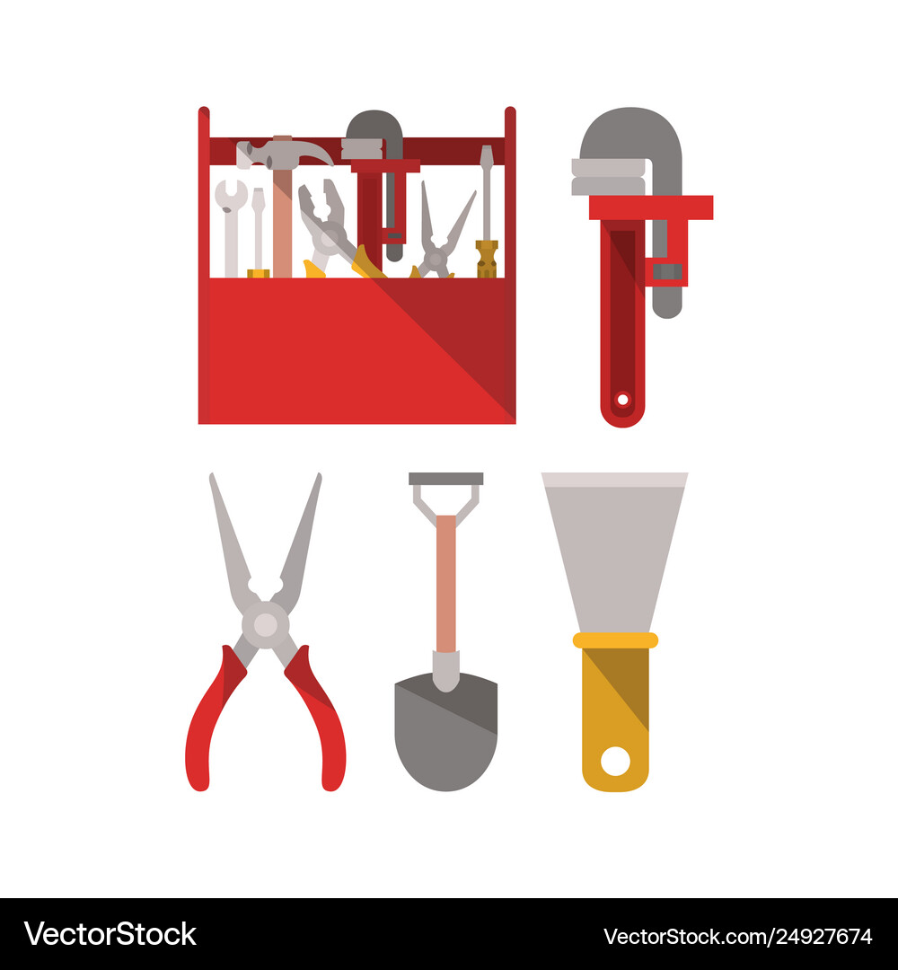 Construction tools set items Royalty Free Vector Image