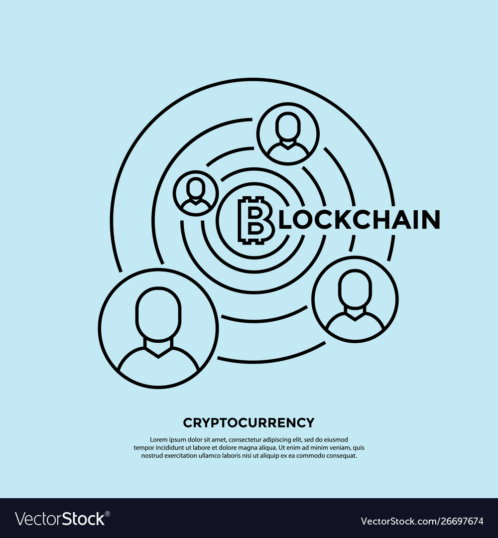 Crypto currency thin line color background icons vector image Crypto currency thin line color background icons