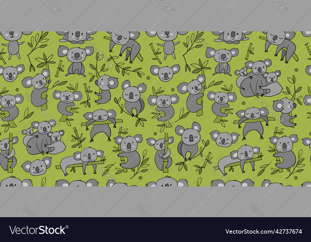 Cute koala family seamless pattern for your