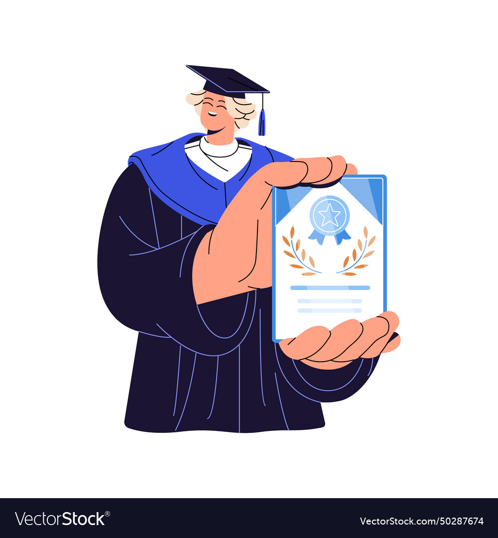 Happy Student In Academic Gown Graduates From Vector Image Happy Student In Academic Gown Graduates From Vector Image