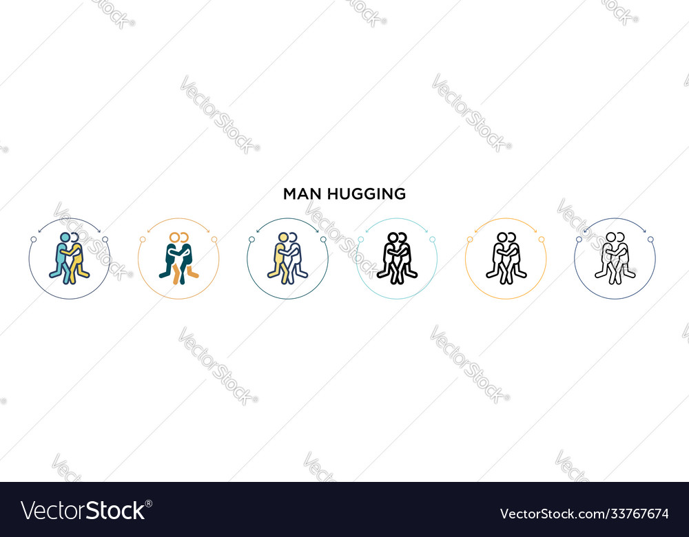 Man hugging icon in filled thin line outline