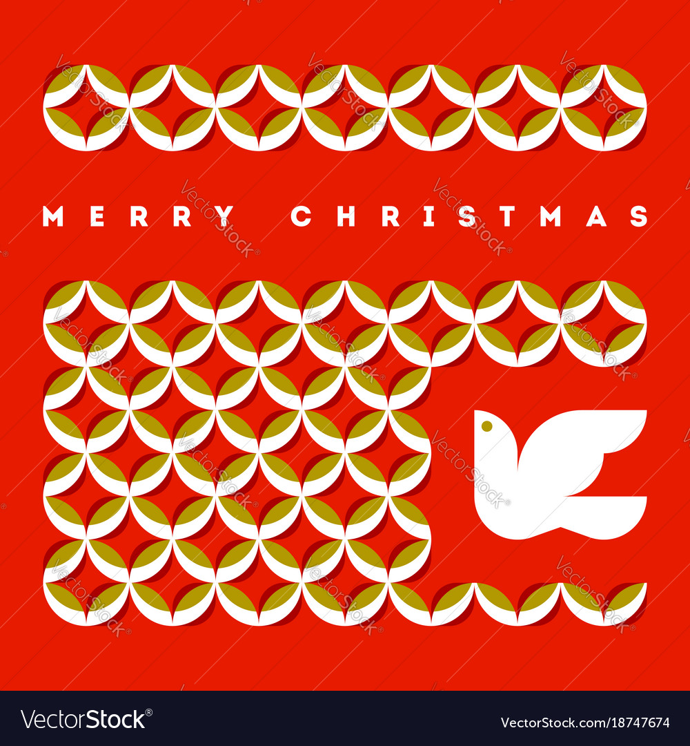 Merry christmas greeting card with flying dove Vector Image