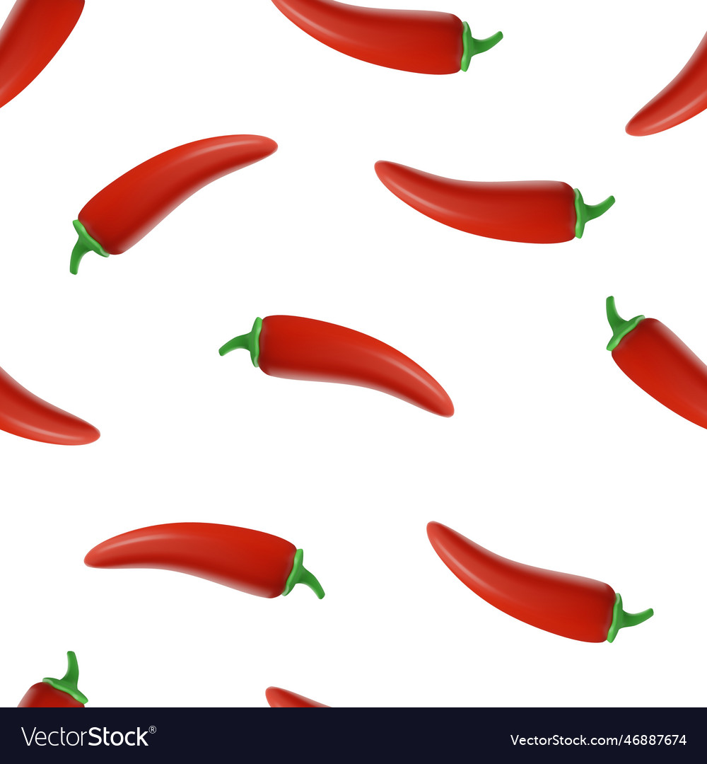 Seamless pattern with realistic red peppers 3d