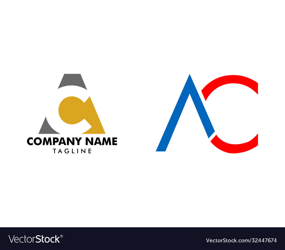 Set initial letter ac logo template design