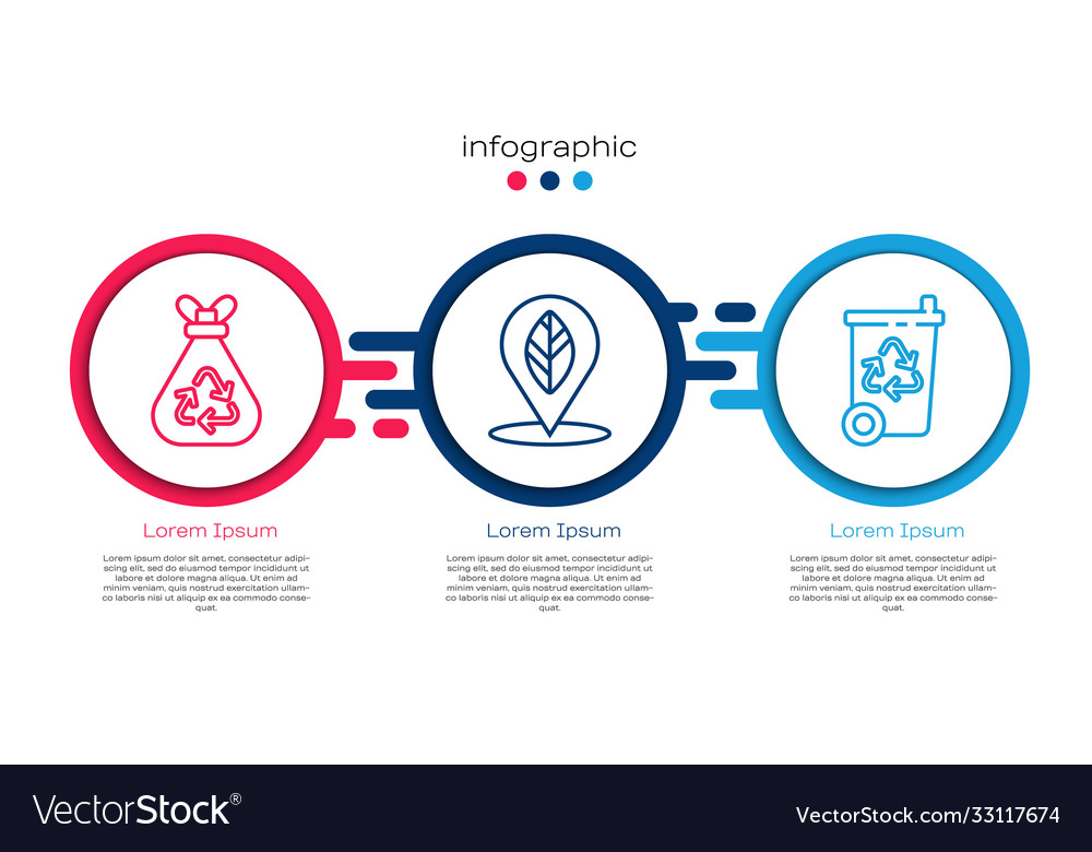 Set line garbage bag with recycle location Vector Image Set line garbage bag with recycle location