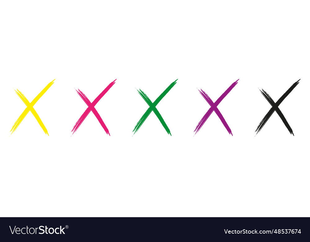 Set of flat cancel check marks signs and lines