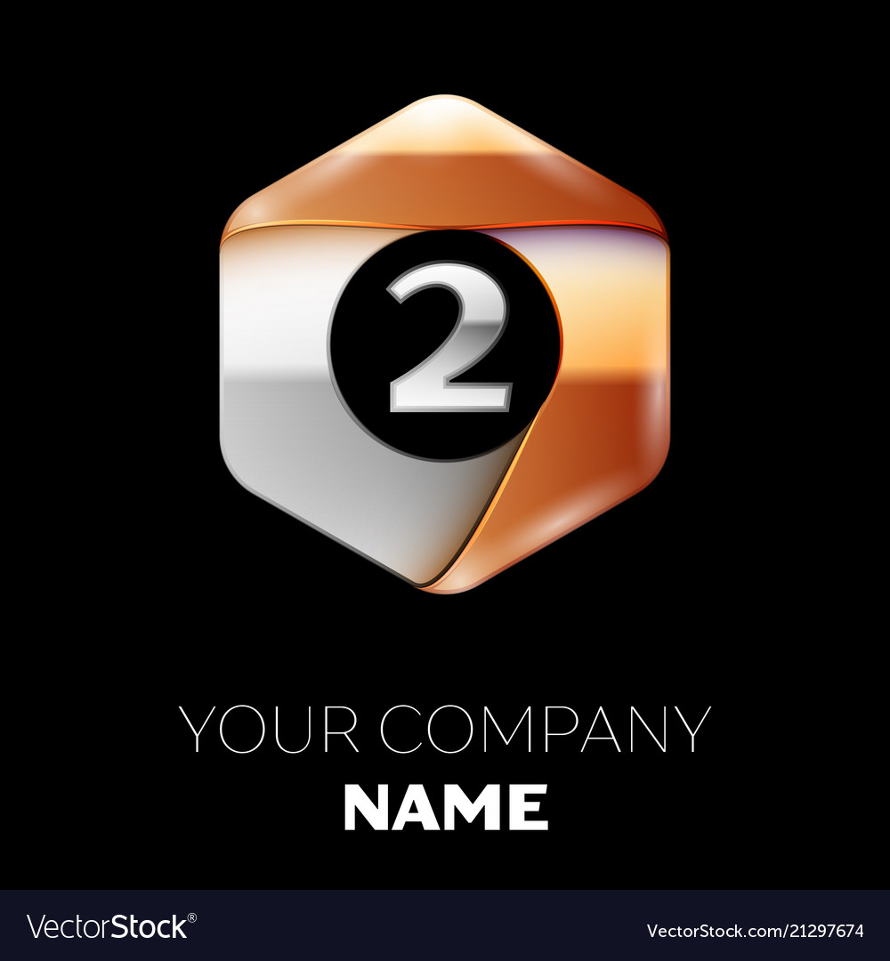 Silver number two logo symbol in the hexagonal Vector Image Silver number two logo symbol in the hexagonal