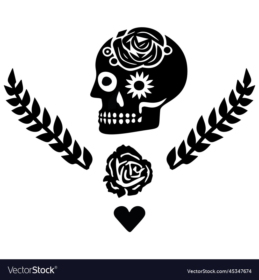 Valentines day skull love tattoo graphic