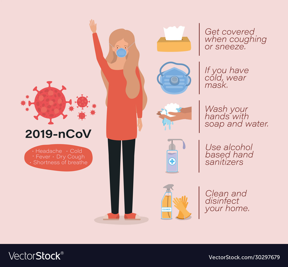 Avatar woman with 2019 ncov virus symptoms Vector Image