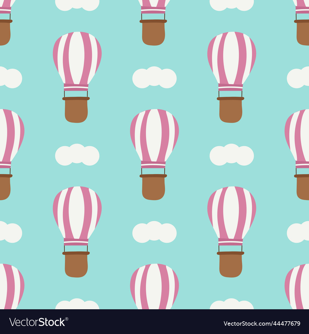 Balloon and cloud pattern on blue background vector image Balloon and cloud pattern on blue background