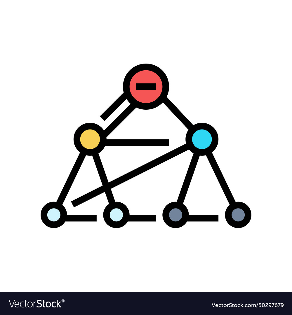 Breadth first search bfs color icon vector image Breadth first search bfs color icon