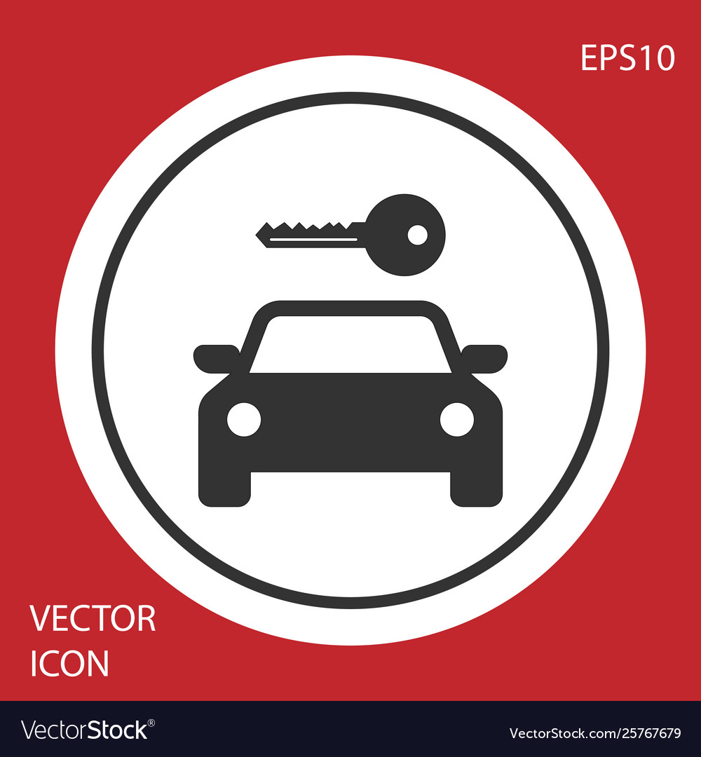 Car Rental Icon - Grey on Red