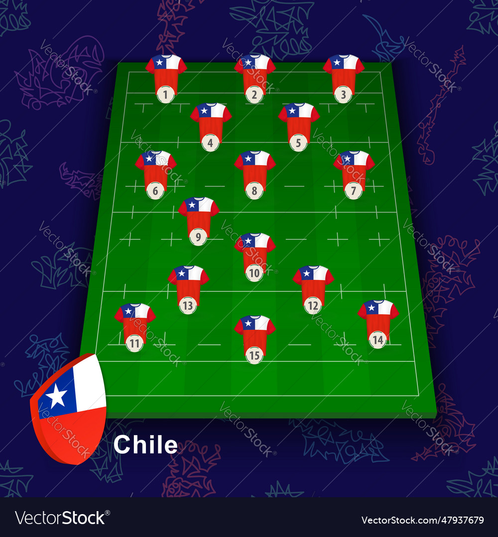 Chile national rugby team on the rugby field of Vector Image