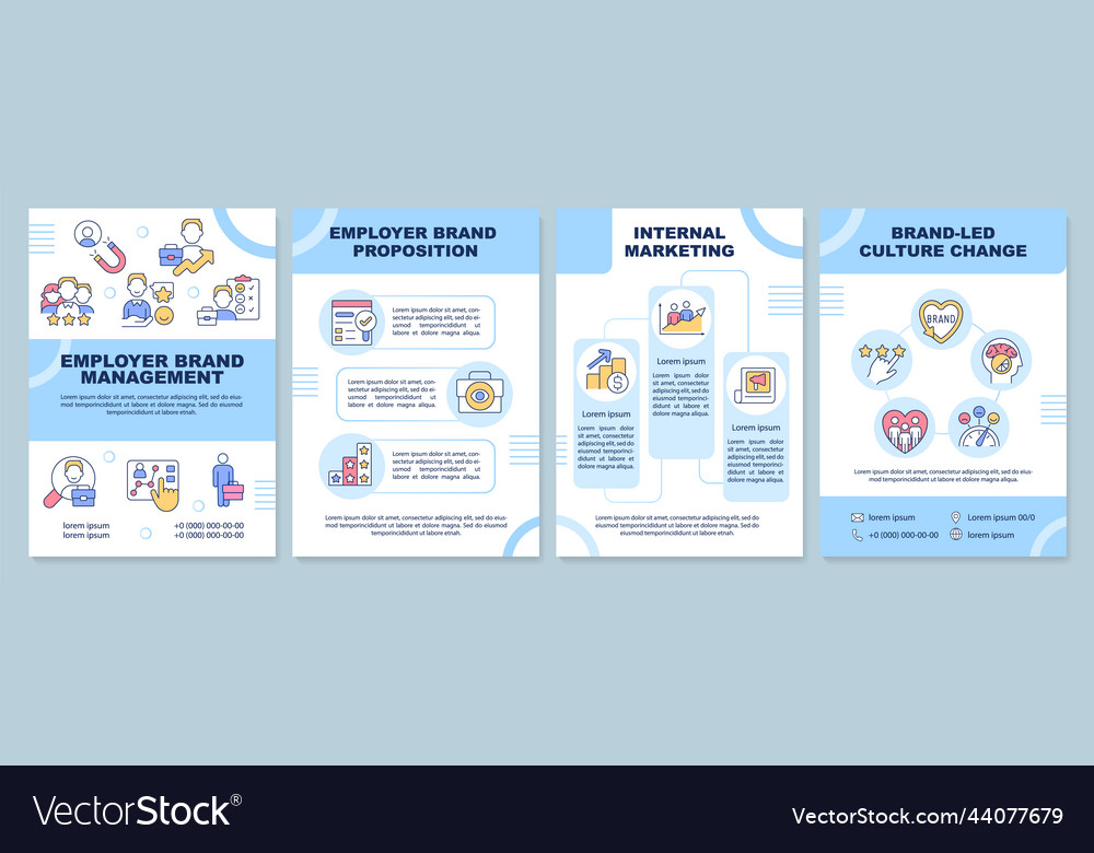 Employer branding blue brochure template vector image Employer branding blue brochure template