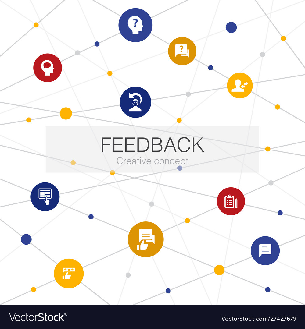 Feedback trendy web template with simple icons