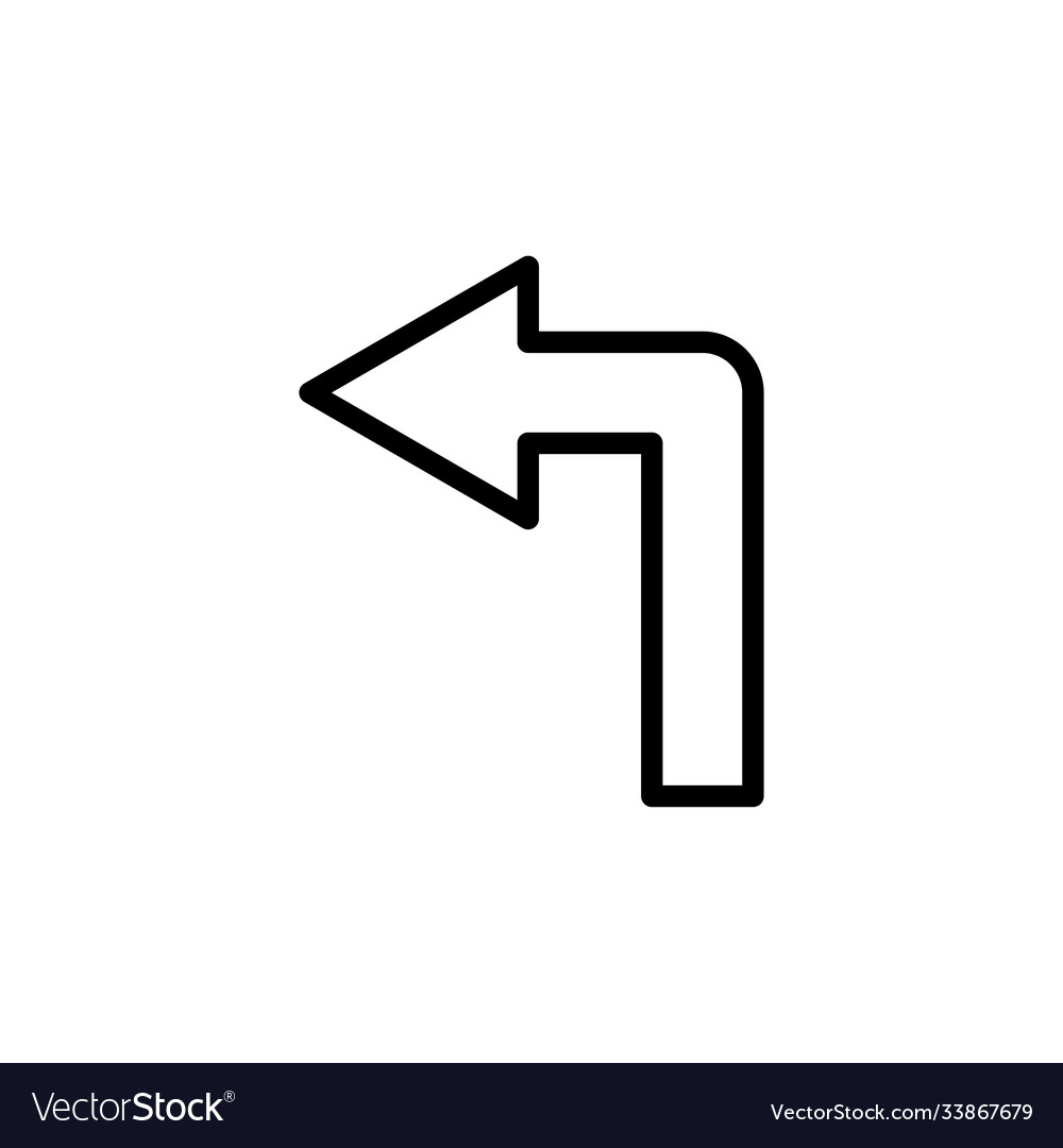 Left turn arrow line icon design template vector image Left turn arrow line icon design template