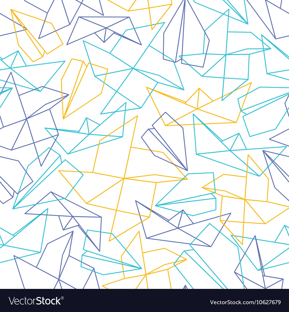 Line seamless pattern with origami paper forms
