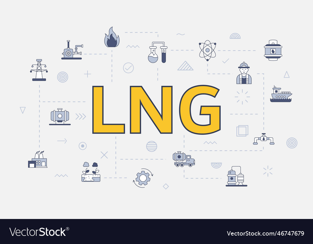 Lng concept with icon set big word or text