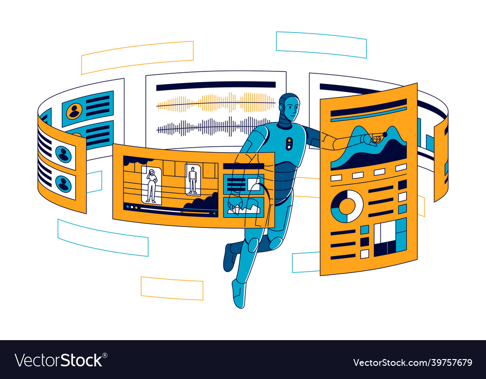 Machine learning process flat vector image Machine learning process flat
