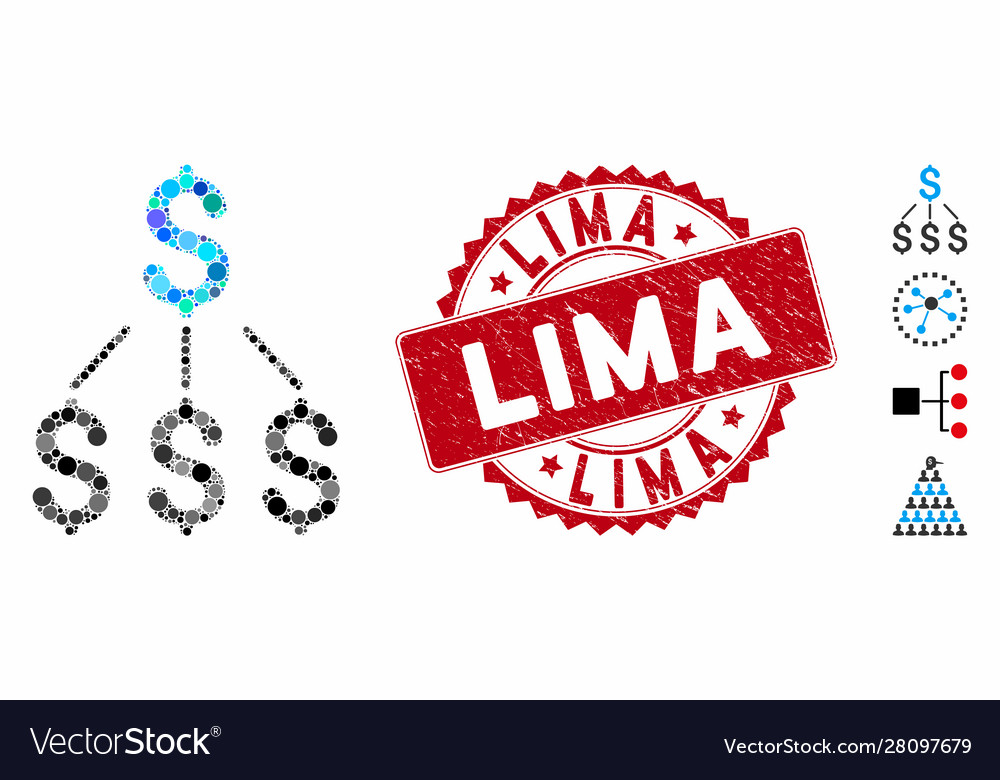 Mosaic financial structure icon with distress lima