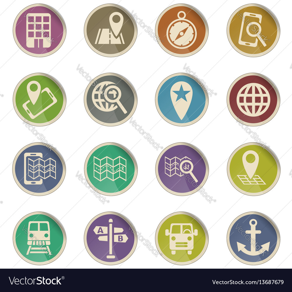 Navigation transport map icon set vector image Navigation transport map icon set