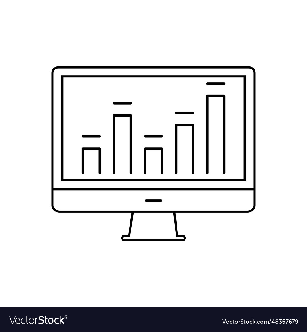 Online statistics and analytics report line icon vector image Online statistics and analytics report line icon