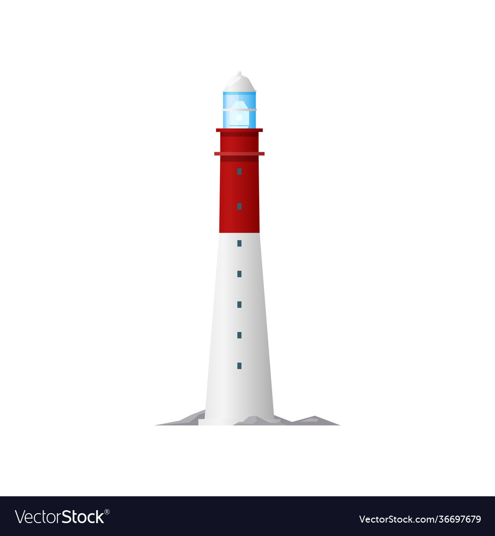 Retro lighthouse nautical building isolated icon