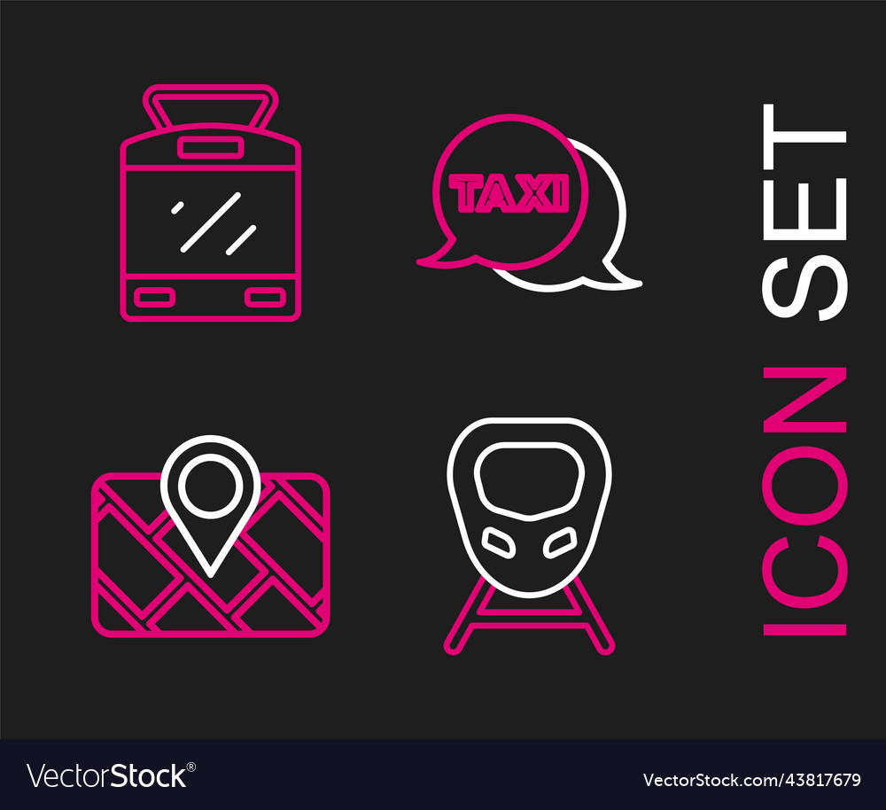 Set line high-speed train gps device with map vector image Set line high-speed train gps device with map