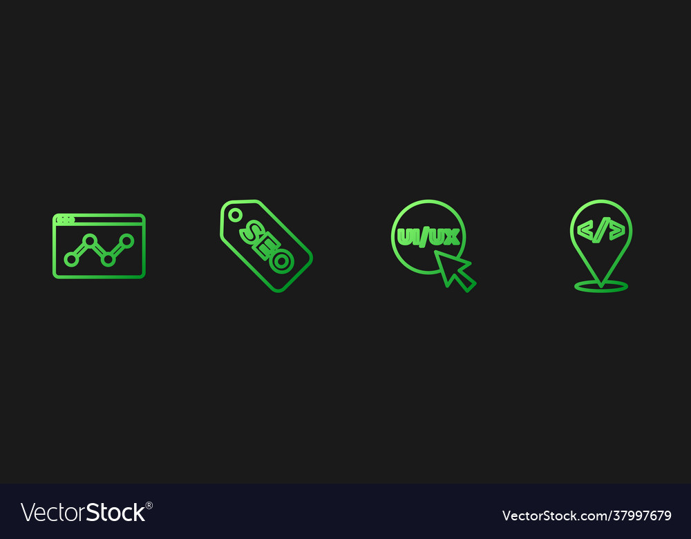 Set line ui or ux design website statistic seo vector image Set line ui or ux design website statistic seo