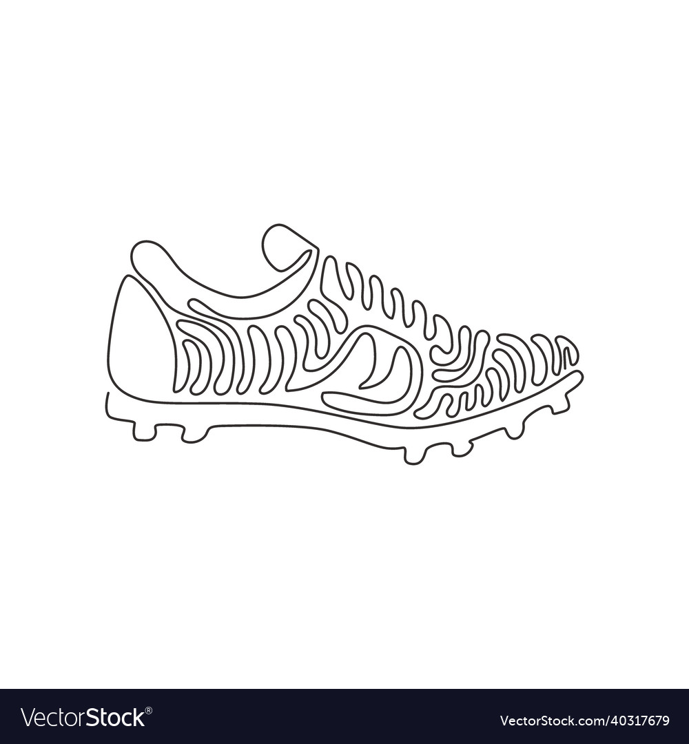 Single one line drawing football boots soccer Vector Image