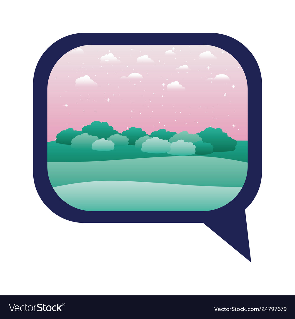 Speech bubble with landscape view isolated icon