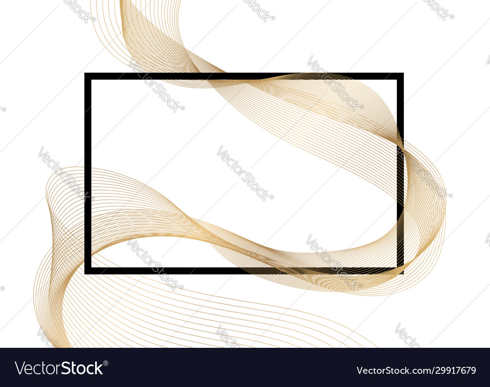 Wave many gold lines over rectangular frame vector image Wave many gold lines over rectangular frame