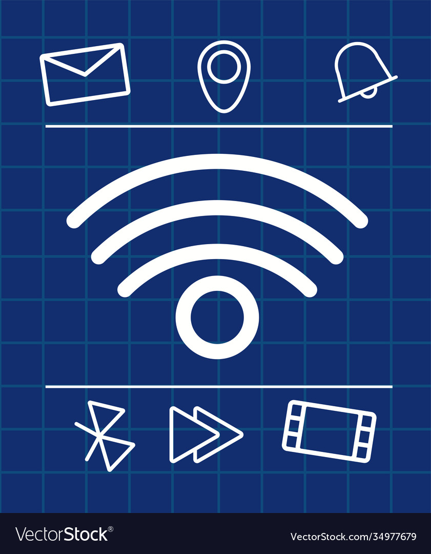 Wifi-Signal mit Interface set line style Icons vector image Wifi-Signal mit Interface set line style Icons