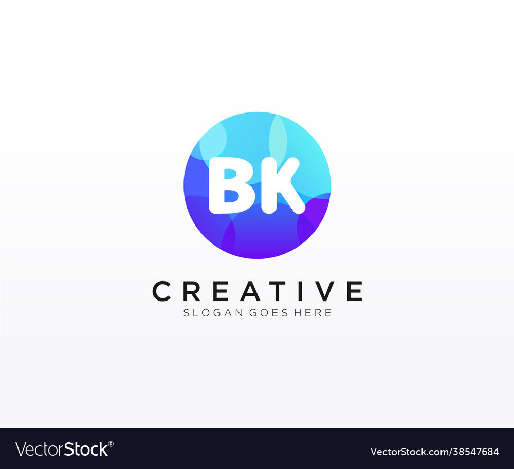 Bk initial logo with colorful circle template Vector Image Bk initial logo with colorful circle template