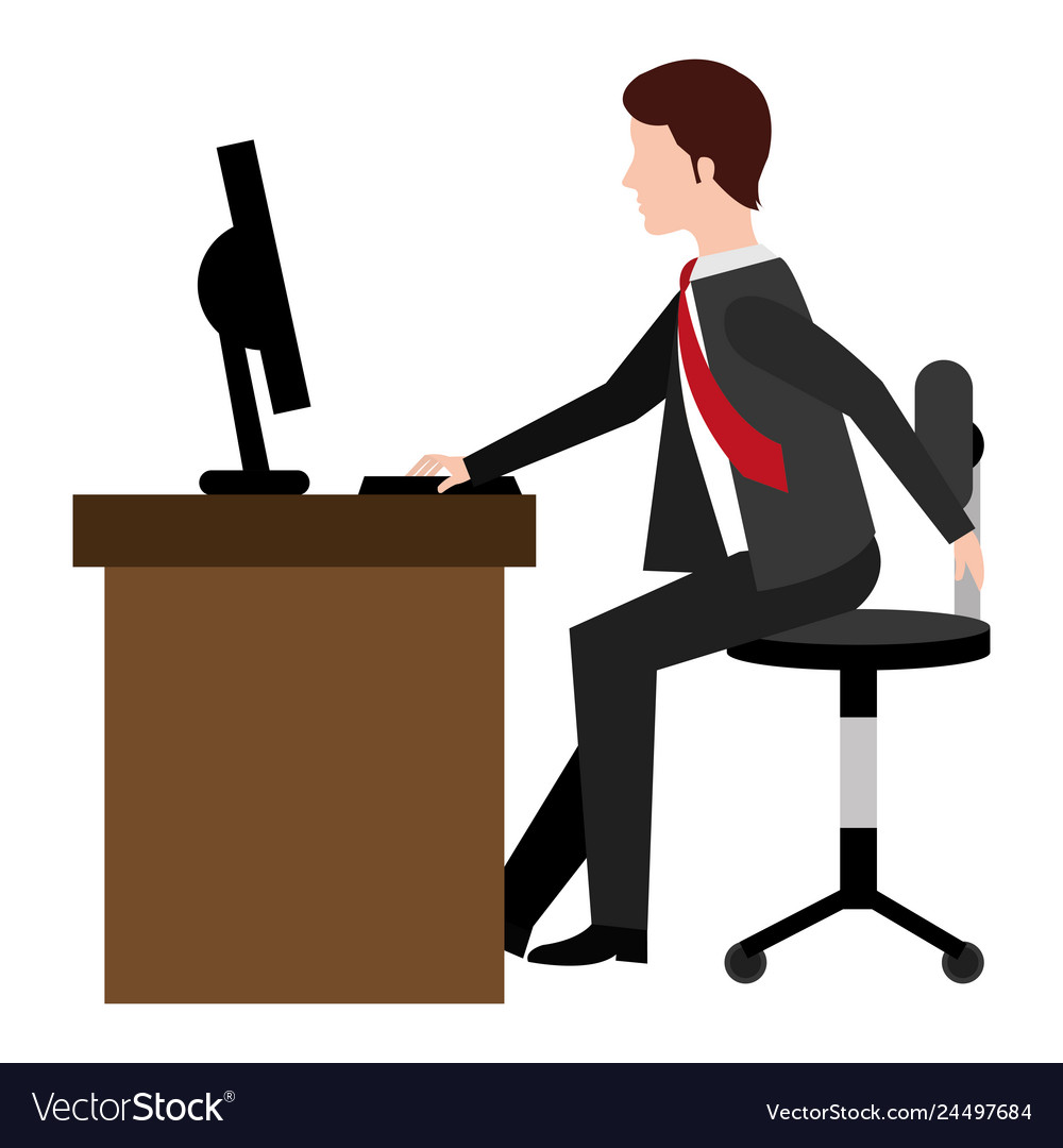 Businessman working in the computer avatar