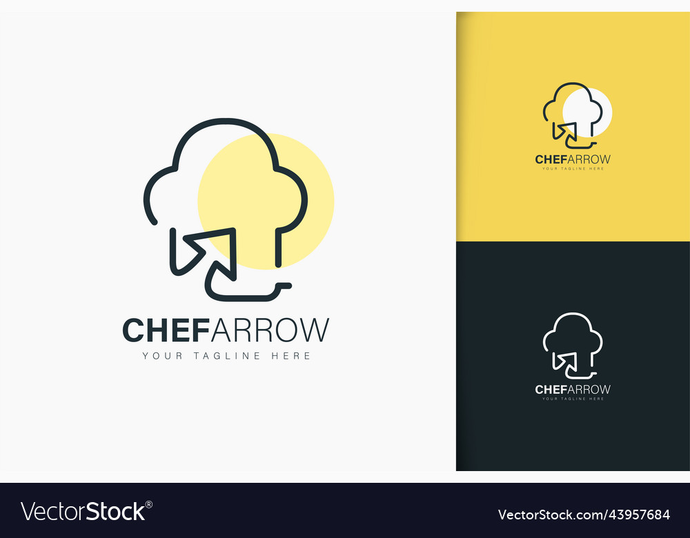 Chef arrow logo design linear style vector image Chef arrow logo design linear style