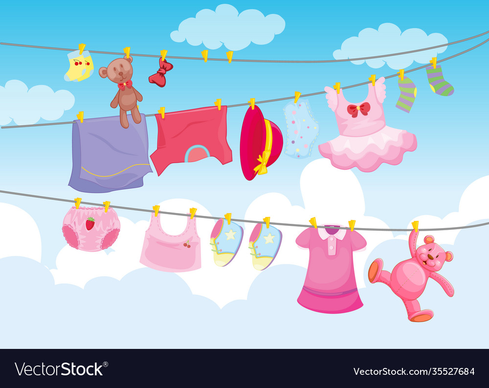 Clothes hanging with sky background Royalty Free Vector