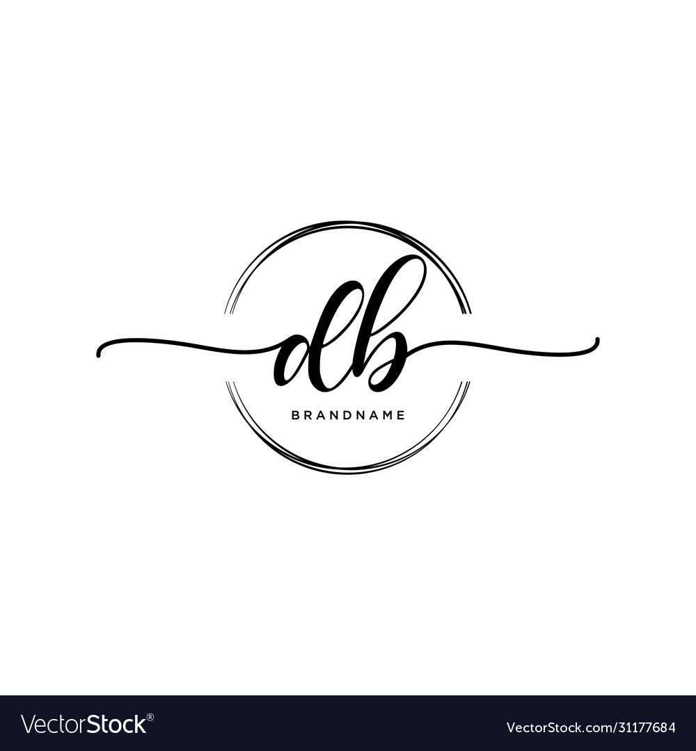 Db initial handwriting logo with circle template Vector Image Db initial handwriting logo with circle template