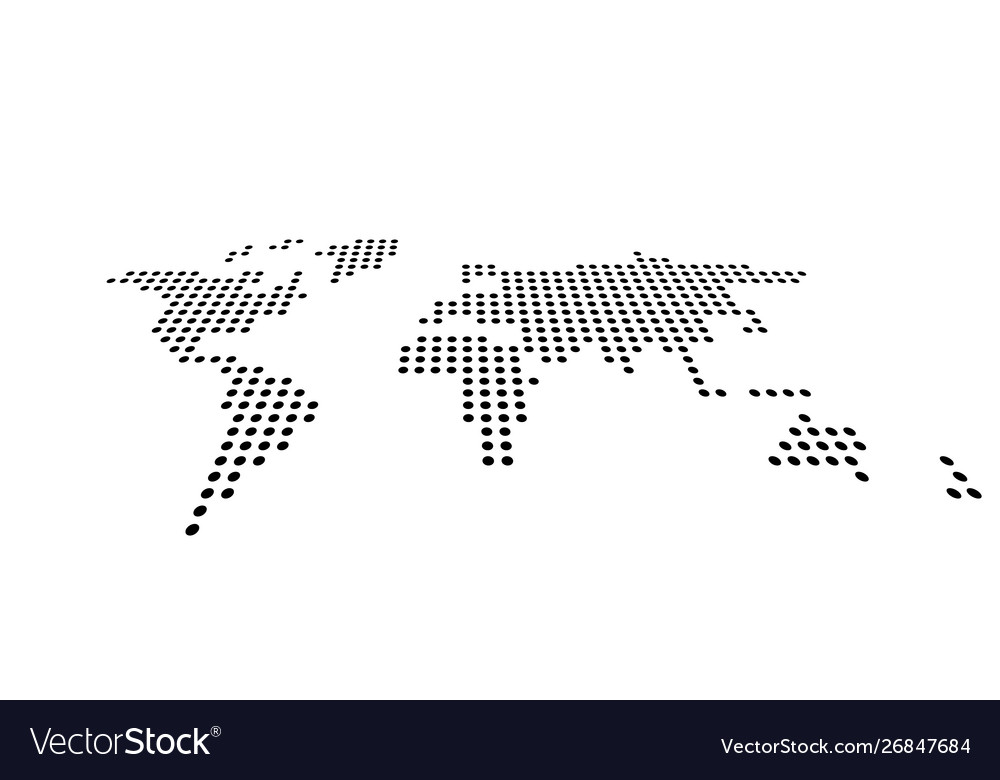 Dotted Map Weltseitenansicht Verzerrung schwarz