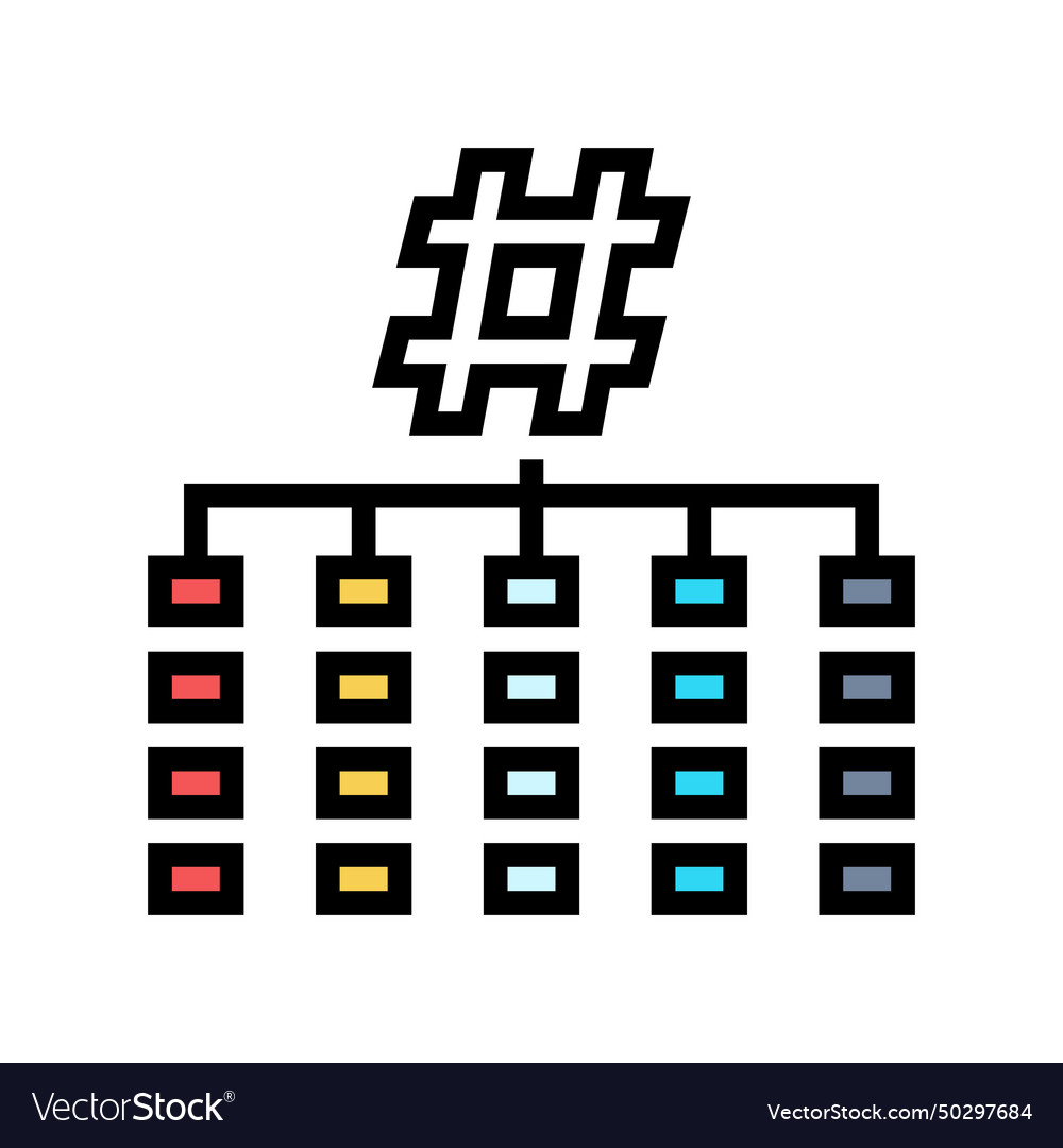 Hashing algorithm color icon vector image Hashing algorithm color icon