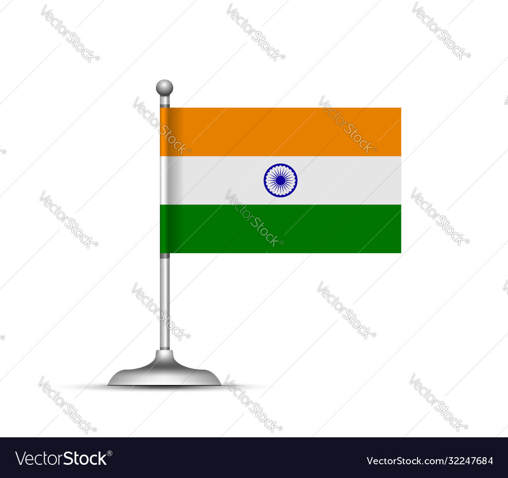 Indian flag standing on white background Vector Image