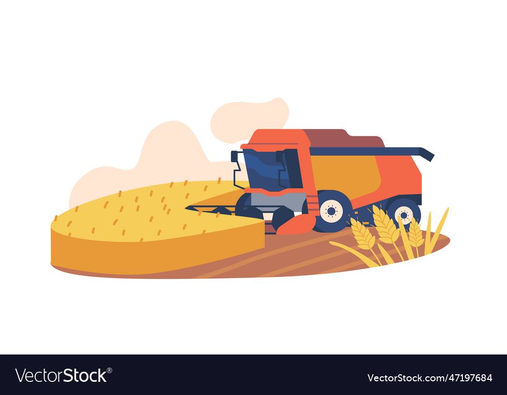 Machine harvesting wheat on field efficient